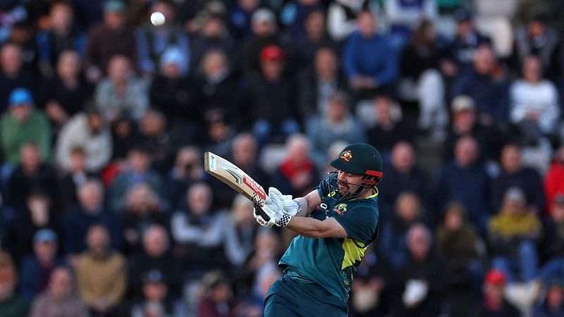 Australia’s Travis Head plays a shot for six runs during the ‘1st Vitality IT20’ Twenty20 International cricket match between England and Australia at Utilita Bowl in Southampton on 11 September 2024